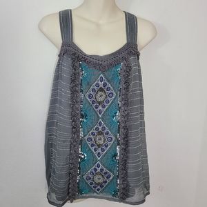 Anthropologie Akemi + Kin Embelished Tank Top S